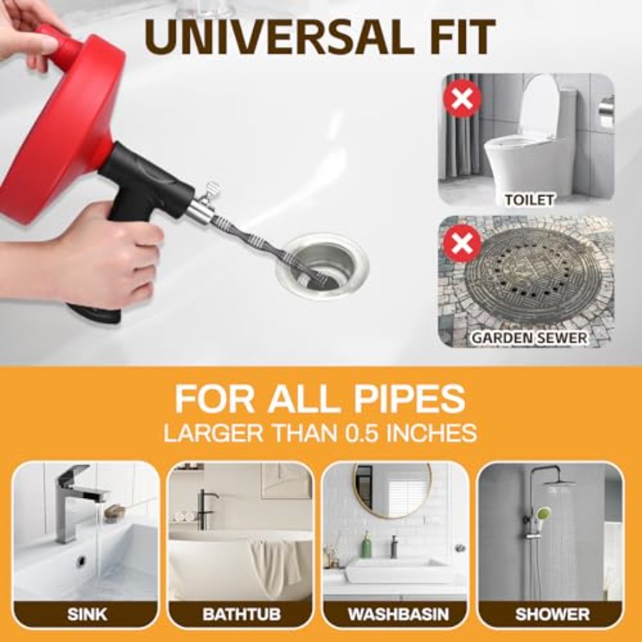 【Spot goods】Drain Auger 33 ft  - Drain Snake Flexible review and price